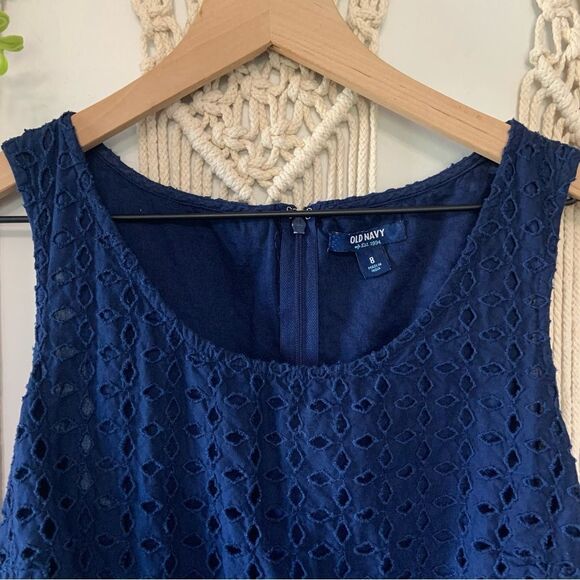 OLD NAVY Women’s Eyelet Fit & Flare Dress Blue Size 8 - Picture 6 of 14